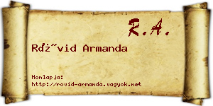 Rövid Armanda névjegykártya